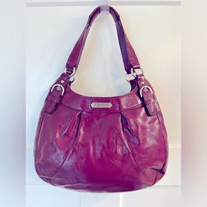 Rare COACH Madison Maggie Plum Purple Patent Leather Hobo Bag Purse